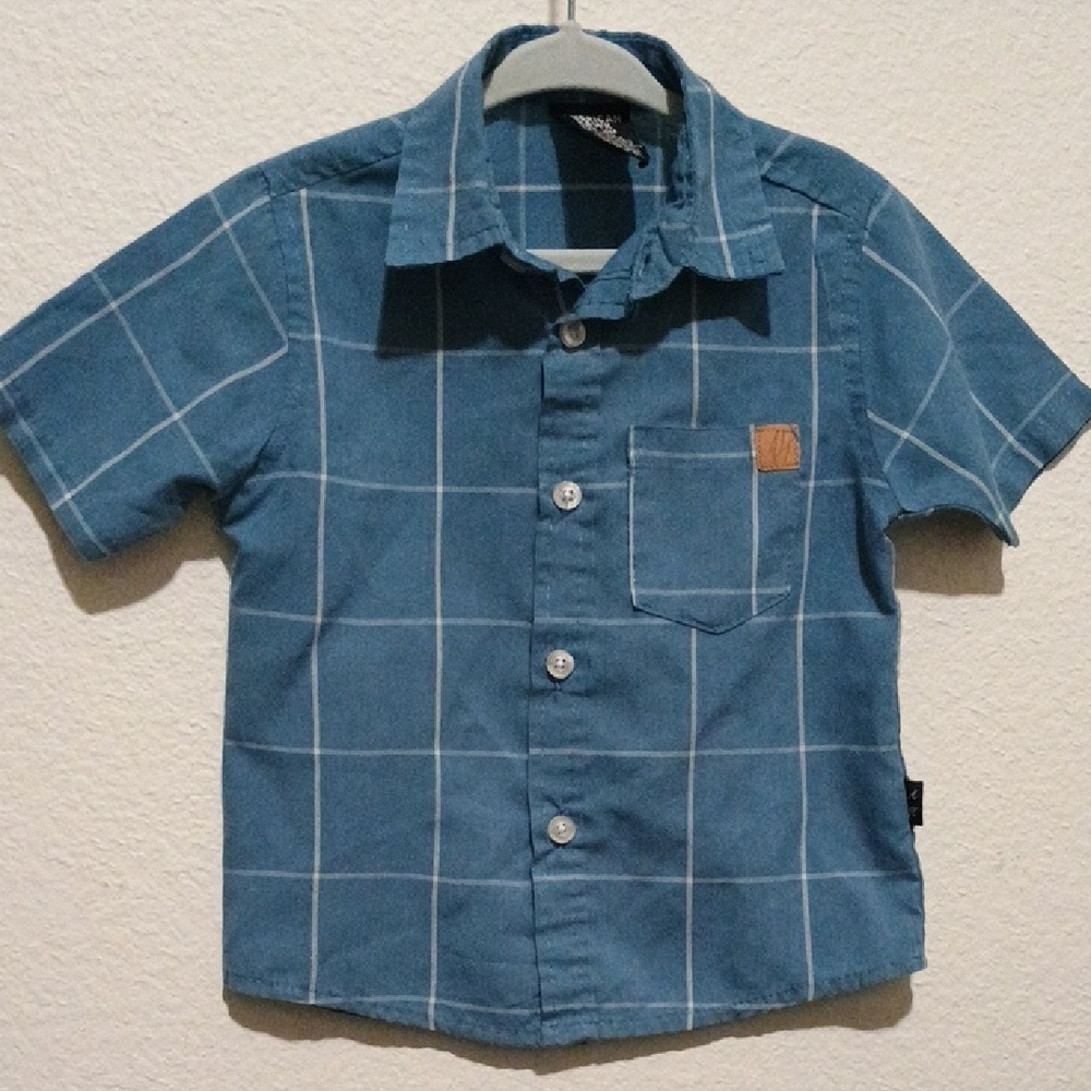 4/$15 Blue Plaid Button Down, 18M